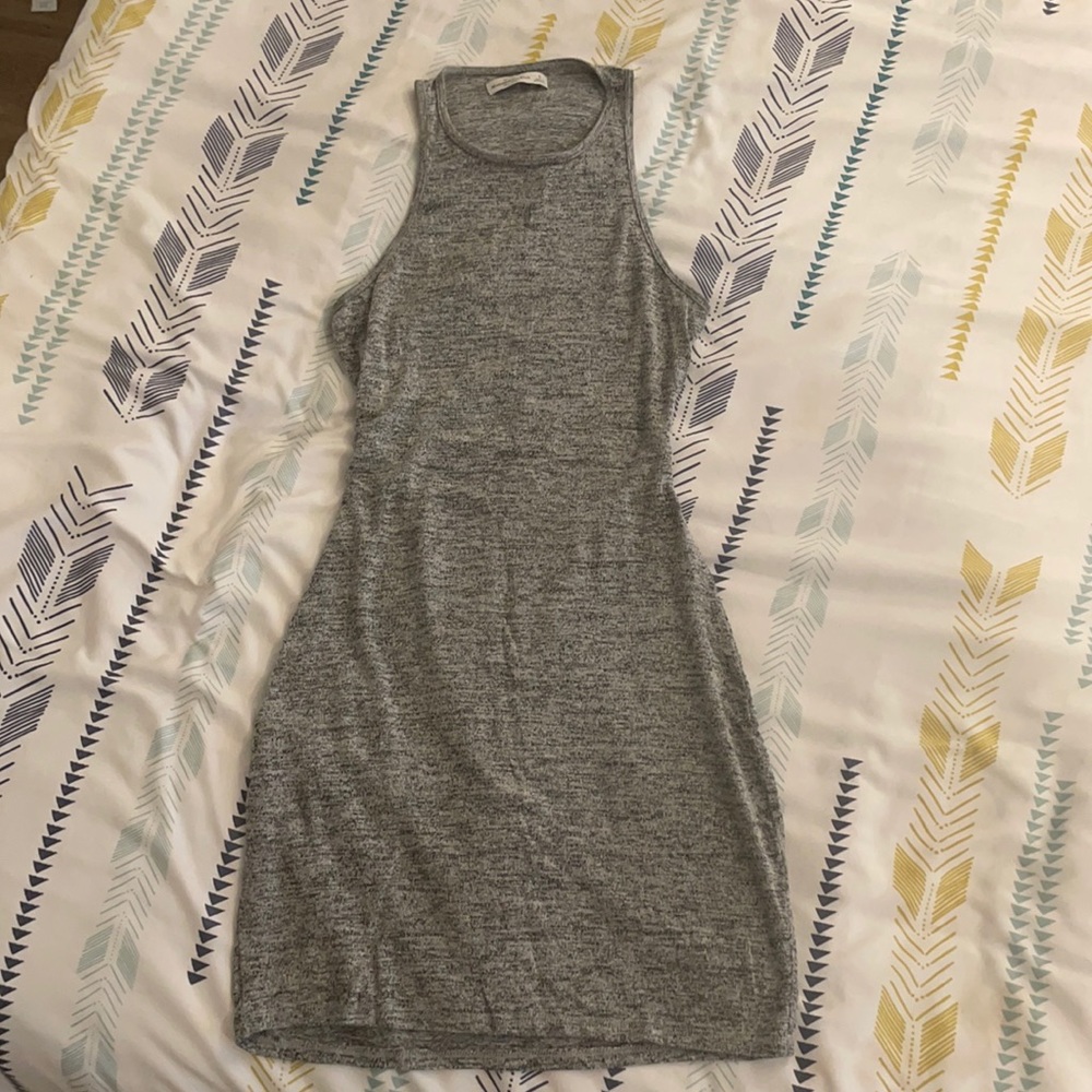 Grey high neck body con dress